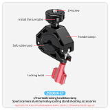 Bicycle Stand Bike Handle Clip Motorcycle Shooting Stand GoPro 13 Rearview Mirror Clip Aluminum Alloy 360°Rotating 3-slot Adapter Riding Stand Shooting Accessories Suitable For DJI Action/nsta360 AcePro 2