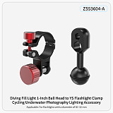 CNC Aluminum Alloy Diving Fill Light Flashlight Clamp 1-inch Ball Head for Underwater Photography Lighting YS Bracket Accessories Suitable for Flashlights with 30~32mm Diameter