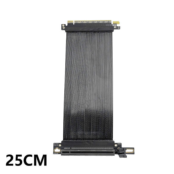 PCIe 5.0 x16 Graphics Card Extension Cable 90-Degree Right-Angle GPU Adapter Cable Silver-Plated, Ultra-Thin Ribbon Cable GEN5 High-Speed Lossless 16AC5 -15CM/20CM/25CM/50CM
