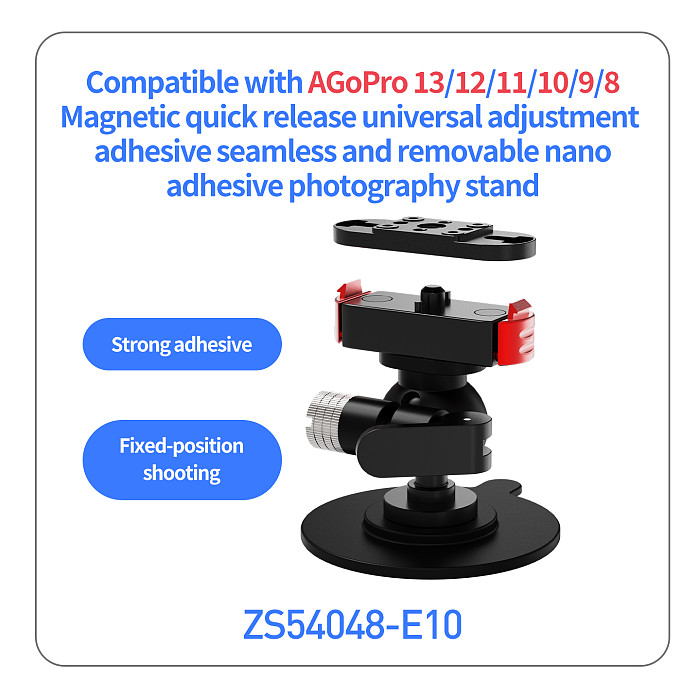 XT-XINTE Magnetic Quick-Release Nano-Adhesive Suction Cup For Vehicle Mounting/Live Streaming Compatible with DJI ACTION 5/4/3/2 & OSMO 360 POCKET4 Panoramic Action Cameras Suitable for Smooth Surfaces: Glass/Tile/Plastic/Wood Panels