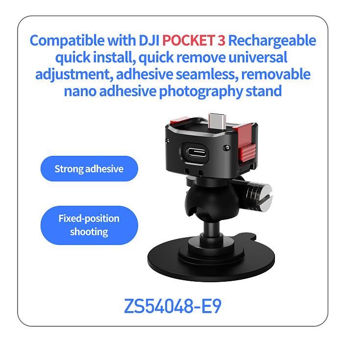 XT-XINTE Magnetic Quick-Release Nano-Adhesive Suction Cup For Vehicle Mounting/Live Streaming Compatible with DJI ACTION 5/4/3/2 & OSMO 360 POCKET4 Panoramic Action Cameras Suitable for Smooth Surfaces: Glass/Tile/Plastic/Wood Panels