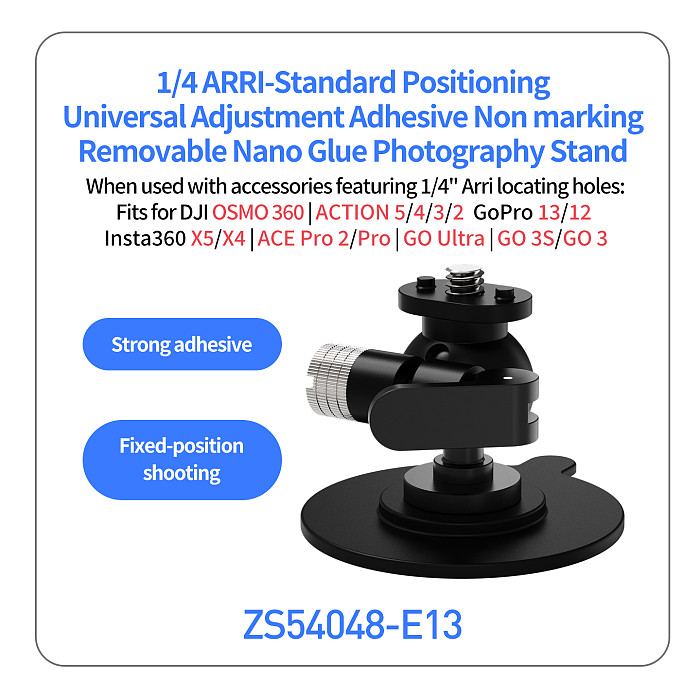 XT-XINTE Magnetic Quick-Release Nano-Adhesive Suction Cup For Vehicle Mounting/Live Streaming Compatible with DJI ACTION 5/4/3/2 & OSMO 360 POCKET4 Panoramic Action Cameras Suitable for Smooth Surfaces: Glass/Tile/Plastic/Wood Panels