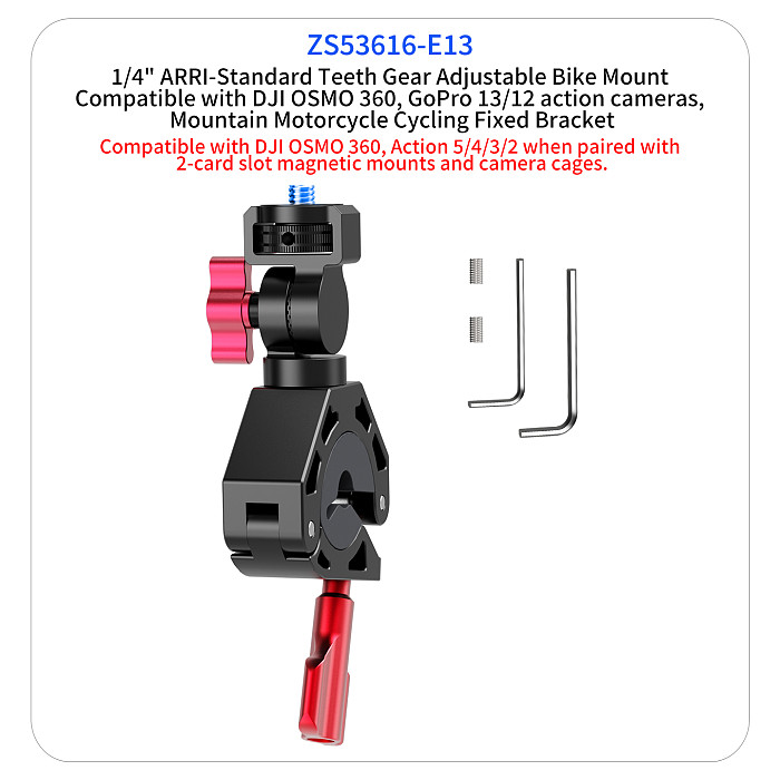 Quick Release Anti Collapse Aluminum Alloy Car Handle Photography Crab Clamp Suitable For DJI OSMO360/Action5/4/3/2/Innsta360 X6/X5/X4 Sports Camera And Motorcycle Electric Vehicle Rearview Mirror Riding Photography Bracket Accessories