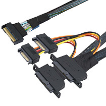PCIE Slimline 5.0 MCIO 8I 74P to 2 SFF-8639+15P With Screw Positioning Holes 50CM/80CM