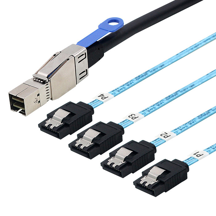 MINI SAS HD SFF-8644 with IC to 4X SATA 7P straight head server hard disk connection cable