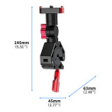 Quick Release Anti Collapse Aluminum Alloy Car Handle Photography Crab Clamp Suitable For DJI OSMO360/Action5/4/3/2/Innsta360 X5/X4 Sports Camera And Motorcycle Electric Vehicle Rearview Mirror Riding Photography Bracket Accessories