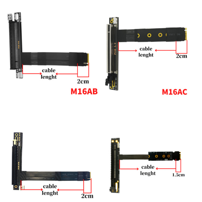M.2-mkey to PCIE X16 NVME-compatible to PCI-E 16x Extension Adapter Cable with M2 Interface for External 1050ti Graphics Cards