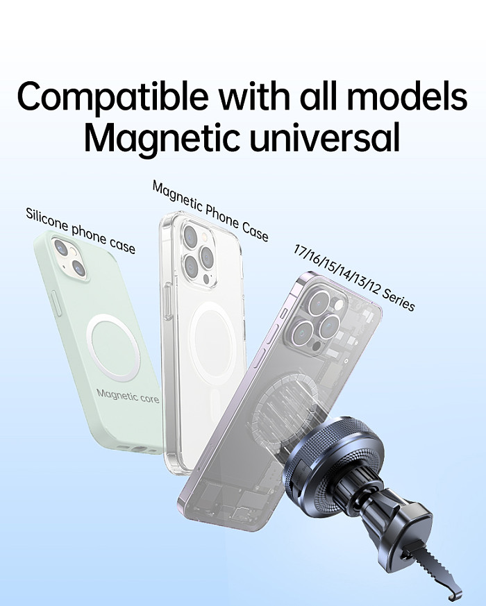 Wireless charging with retractable cable car phone holder 15w wireless charger magnetic suction suitable for car air outlet bracket