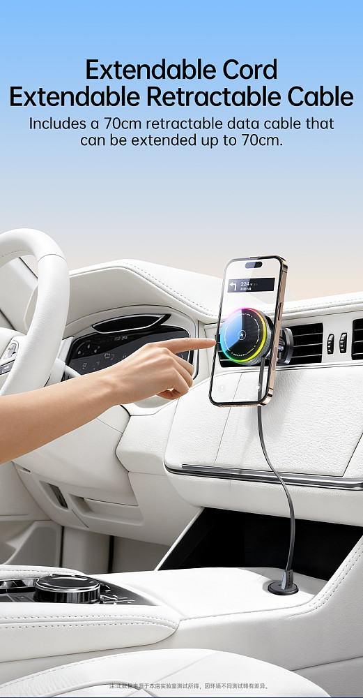 Wireless charging with retractable cable car phone holder 15w wireless charger magnetic suction suitable for car air outlet bracket