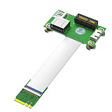 NGFF M.2 Key A/E to PCI-E Express 1X +USB Riser Card with EMI Shielding Aluminum Foil FPC Cable