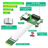 NGFF M.2 Key A/E to PCI-E Express 1X +USB Riser Card with EMI Shielding Aluminum Foil FPC Cable