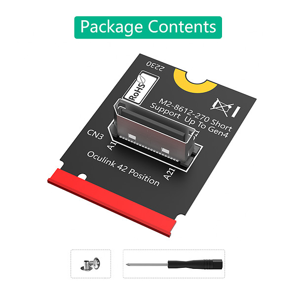 M.2 nvme key M to SFF-8611/8612 Adapter, NVMe PCI-e 4.0 x4 to OcuLink SFF-8612 4i Host Adapter for SSD and eGPU