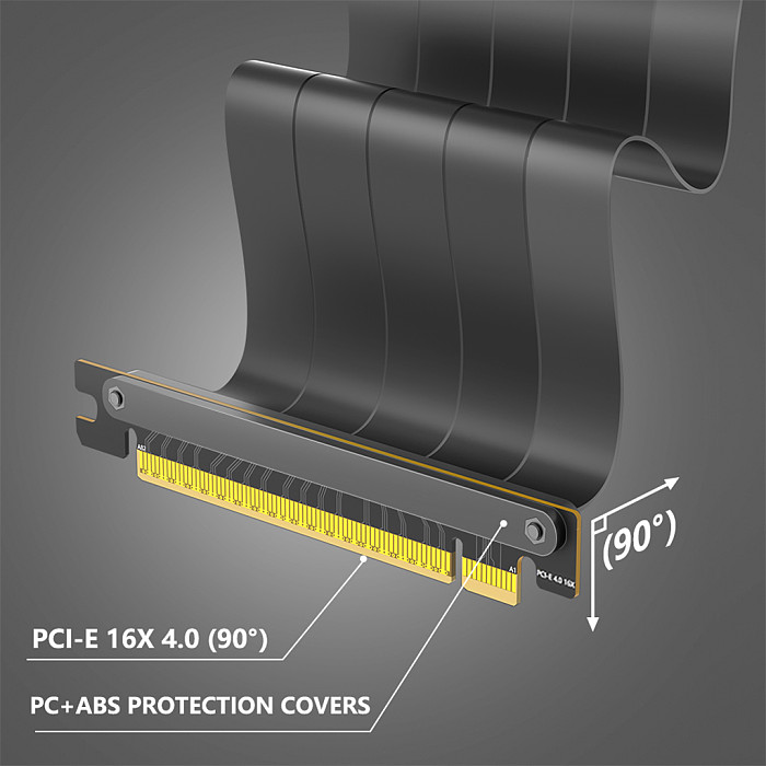 PCIE 4.0 Extension Cable, Black 16x Shielded High Speed GPU Riser Cable with PCI Express Port for GPU Extension Card, Length 20cm