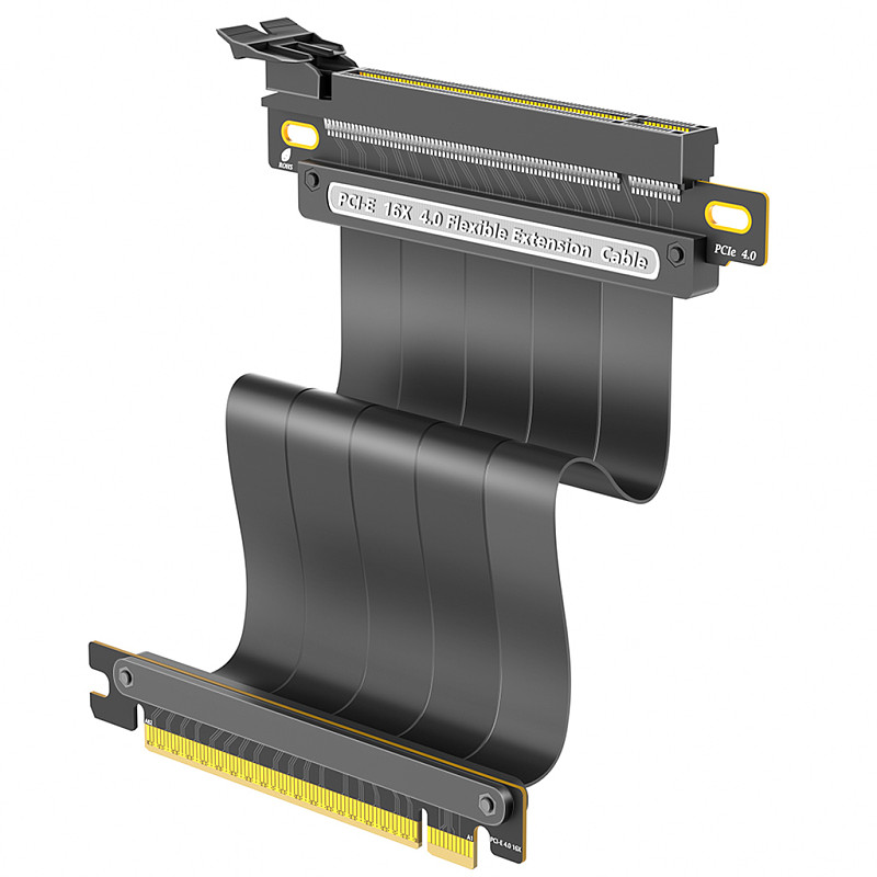 PCIE 4.0 Extension Cable, Black 16x Shielded High Speed GPU Riser Cable with PCI Express Port for GPU Extension Card, Length 20cm