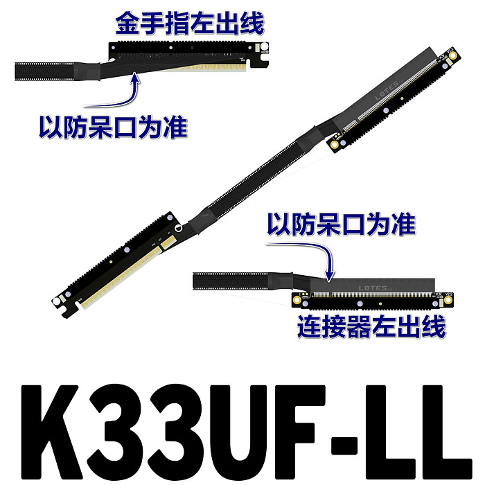 ADT-Link Graphics Card Extension Cable, Dual Reverse Bend PCIe 5.0 x16 Full-Speed Stable, Suitable for Chassis Servers