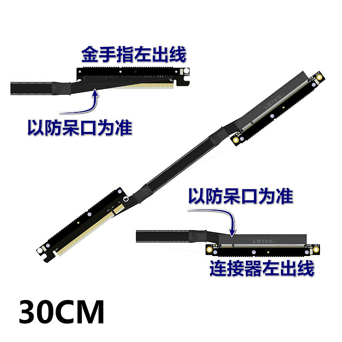 ADT-Link Graphics Card Extension Cable, Dual Reverse Bend PCIe 5.0 x16 Full-Speed Stable, Suitable for Chassis Servers