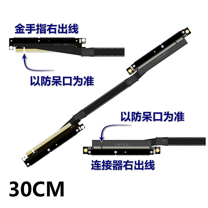 ADT-Link Graphics Card Extension Cable, Dual Reverse Bend PCIe 5.0 x16 Full-Speed Stable, Suitable for Chassis Servers