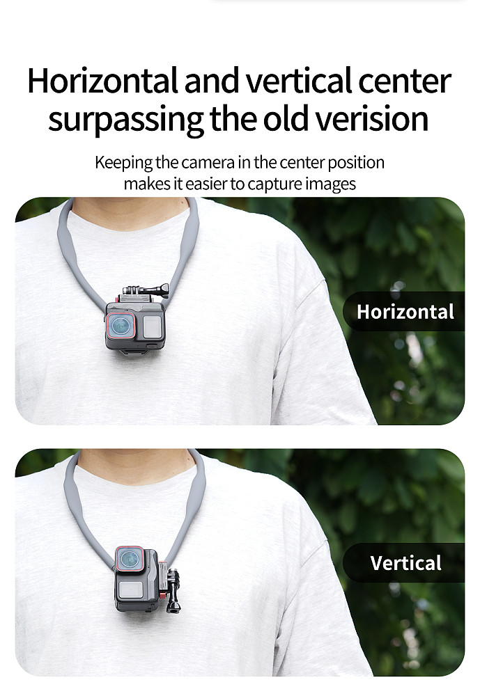 Sports Camera Chest Lanyard Mount (Triple-Magnet, Anti-Shake Strap) -  Horizontal/Vertical Switch | Fits DJI ACTION 5/4/3, Insta360 Ace Pro, GoPro 13/12