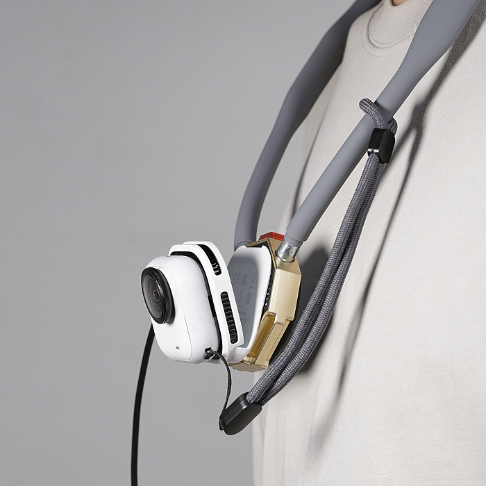 Aluminum Alloy Sports Camera Chest Magnetic Quick-Release Lanyard Mount (with Anti-Shake Strap & 1/4  BSW Thread) - For First-Person View (FPV) Chest-Mounted Shooting