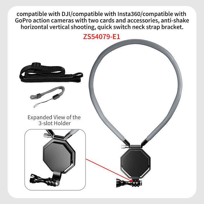 Magnetic Quick-Release Lanyard Mount First-Person View (FPV) Shooting Recording for DJI ACTION 5/4/3 Insta360Ace Pro/GoPro13/12 Action Camera Mobile Phones