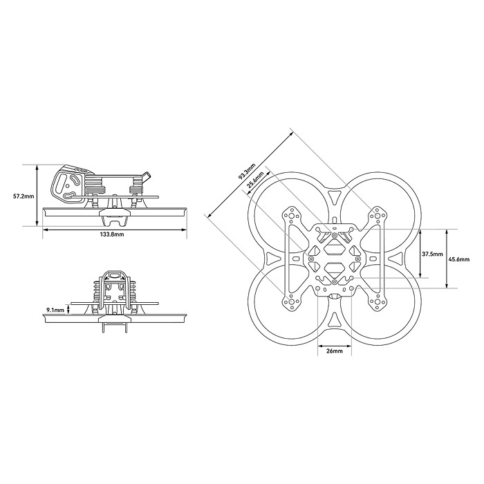 BETAFPV Pavo20 Pro II Brushless Whoop Frame O4 Air Unit Pro Frame /Whoop Duct for Pavo20 Pro II Brushless Whoop Quadcopter