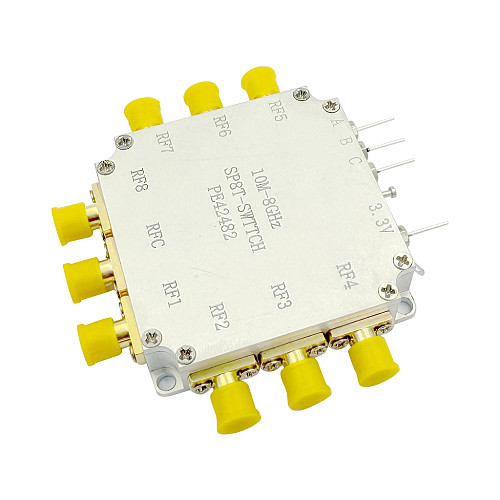 PE42482 3.3V RF Switch Module SP8T Channel 8GHz Bandwidth Low Insertion Loss High Isolation Four-Layer PCB Aluminum Alloy Shell