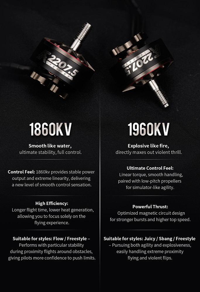 Axisflying AF2207.5 1860KV/ 1960KV 5 Inch Brushless Motor 6S Lipo for Freestyle RC FPV Drone Quadcopter
