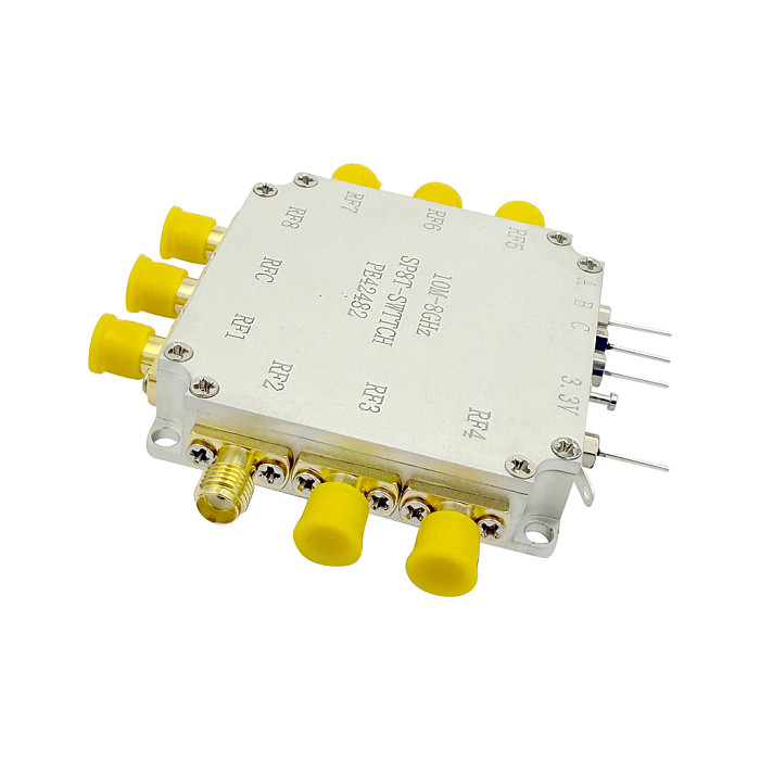 PE42482 3.3V RF Switch Module SP8T Channel 8GHz Bandwidth Low Insertion Loss High Isolation Four-Layer PCB Aluminum Alloy Shell