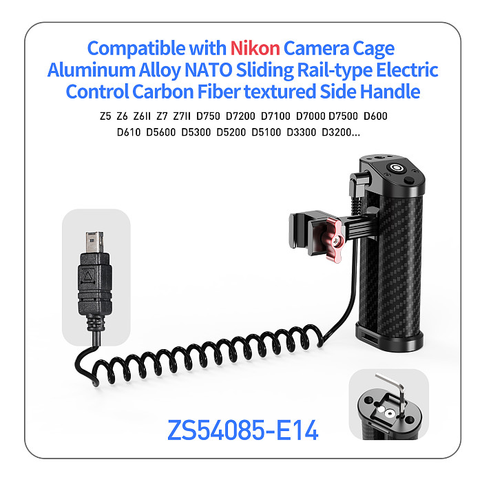 Quick Release Shutter Control Side Handle with 1/4 Arri Locating Screw NATO Rail Clamp for Sony Canon Nikon Camera Cage Handgrip
