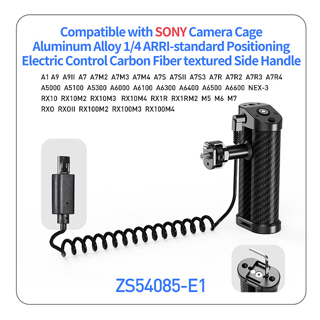 Quick Release Shutter Control Side Handle with 1/4 Arri Locating Screw NATO Rail Clamp for Sony Canon Nikon Camera Cage Handgrip