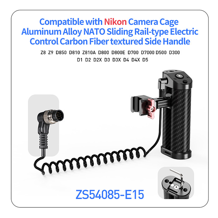 Quick Release Shutter Control Side Handle with 1/4 Arri Locating Screw NATO Rail Clamp for Sony Canon Nikon Camera Cage Handgrip