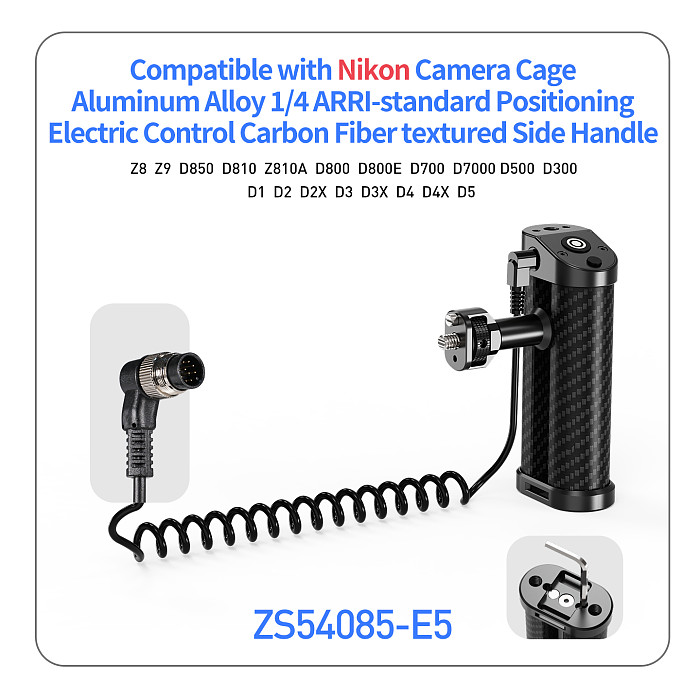 Quick Release Shutter Control Side Handle with 1/4 Arri Locating Screw NATO Rail Clamp for Sony Canon Nikon Camera Cage Handgrip