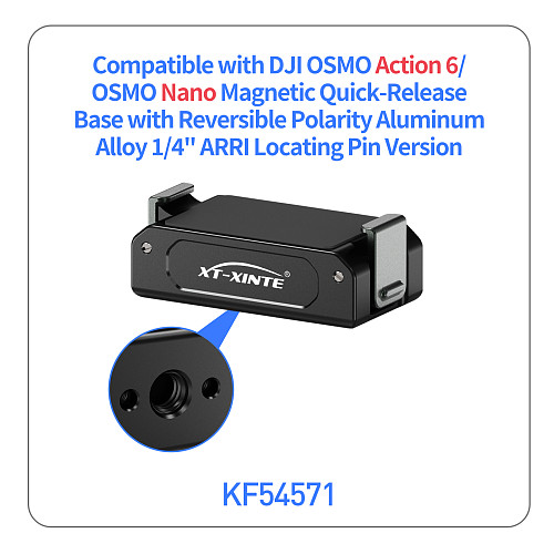 Aluminum Alloy Magnetic Quick-Release Base with Reversible Polarity For DJI Osmo Action 6 For Osmo Nano