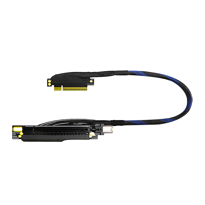 PCIe 4.0 x8 to x16 Adapter Cable Silver-Plated Cable 16GB/s Bidirectional Bandwidth for AI Server Built-in GPU Extension Cable
