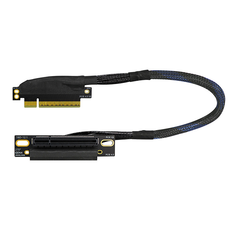 PCIe 4.0 x8 to x8 Adapter Cable Silver-Plated Cable 16GB/s Bidirectional Bandwidth for AI Server Built-in GPU Extension Cable