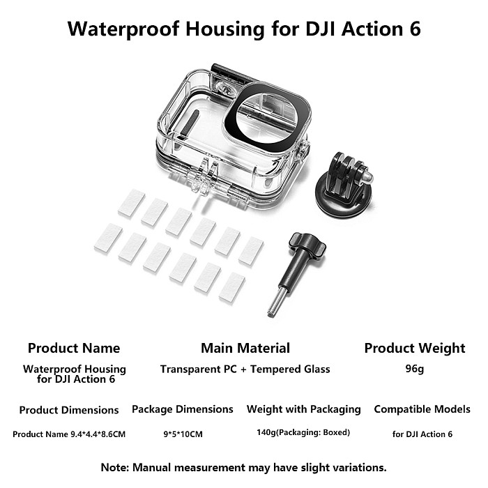 For DJI Action 6 Camera Waterproof  Housing Case Diving Case Underwater Diving Housing Protective Case Camera Diving Shell