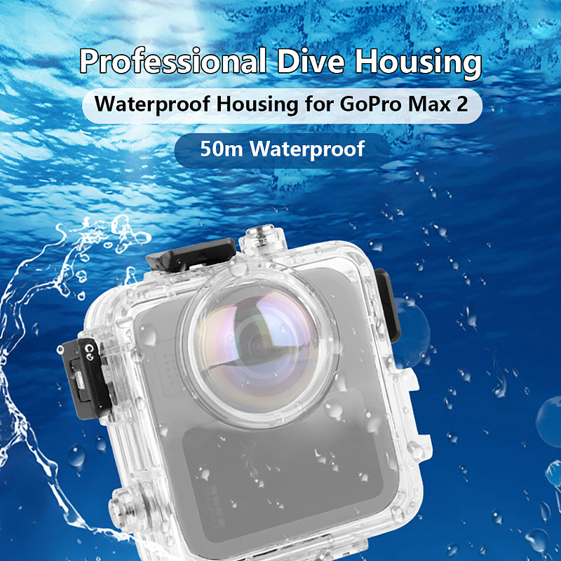 50m Waterproof Case For GoPro Max 2 Dive Housing Protective Shell Underwater Dive Cover 