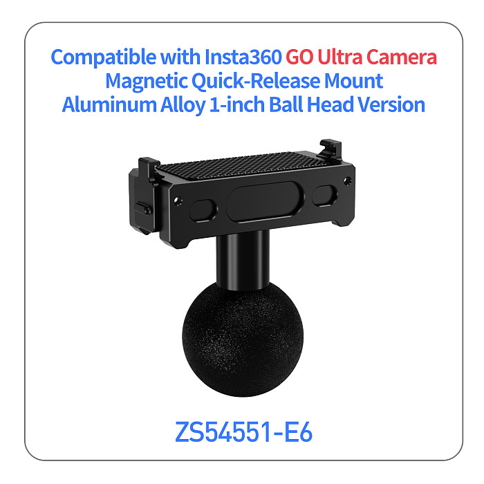Aluminum Alloy Magnetic Quick-Release Mount compatible with Insta360 GO Ultra action camera and accessories
