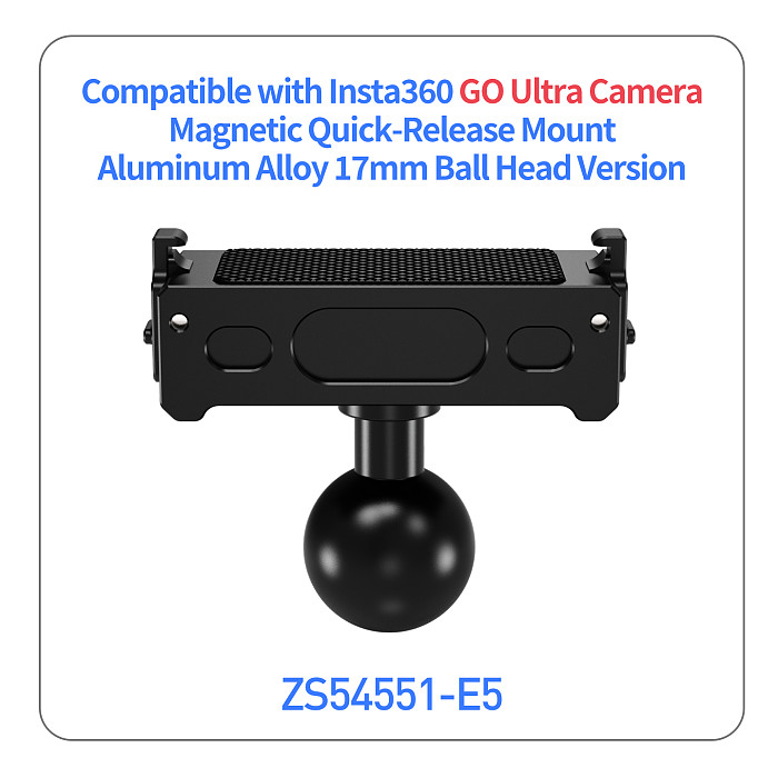 Aluminum Alloy Magnetic Quick-Release Mount compatible with Insta360 GO Ultra action camera and accessories