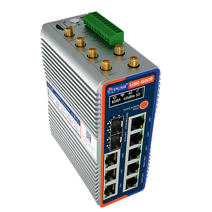 USR-G809S Gigabit Edge Router 4G industrial routers 10 Gigabit ports (2SFP + 8RJ45) and Qualcomm dual-band WiFi 6 and GNSS ﻿