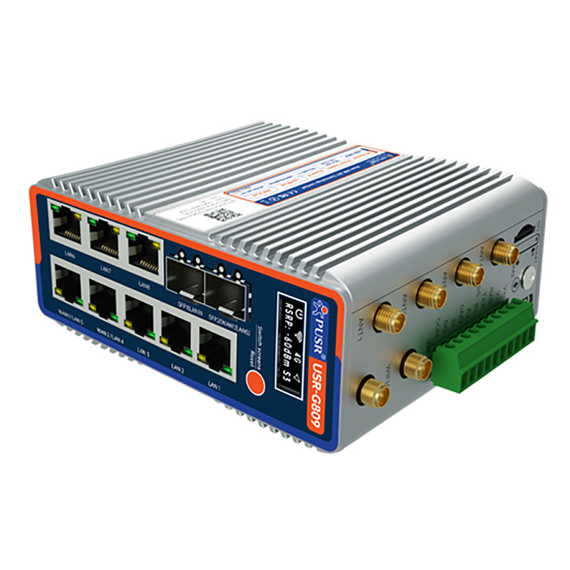 USR-G809S Gigabit Edge Router 4G industrial routers 10 Gigabit ports (2SFP + 8RJ45) and Qualcomm dual-band WiFi 6 and GNSS ﻿