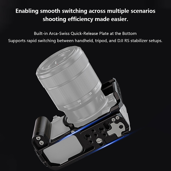 For Nikon ZR Camera Cage Rig with Cold Shoe Mount 3/8  1/4  Screw Holes Wooden Handle Grip Housing Video Camera Protective Case