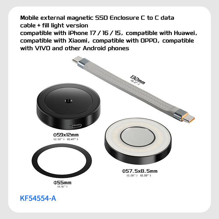 Mobile Phone Magnetic SSD Case for NVMe 2230 SSD Enclosure for Magsafe Type-C for iPhone 17 16 15 for MacBook/iPad Pro/Laptop