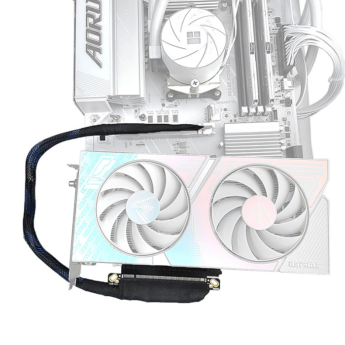 PCIE 5.0 X16 graphics card extension cable, 180 degree version, network cable bundle, silver plated wire GEN5 adapter cable, high-speed lossless cable 16AB5- left out, left in 40CM