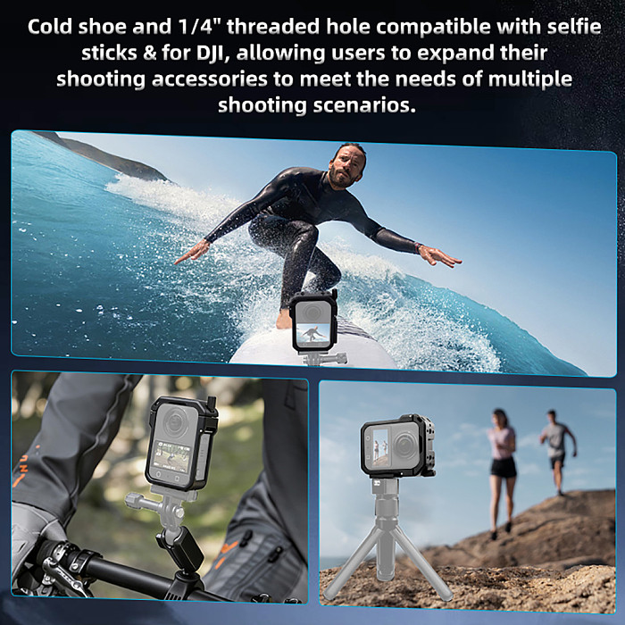 Aluminum Alloy for DJI Osmo 360 Metal Camera Cage Panoramic Action Camera Protective Frame Expansion Case