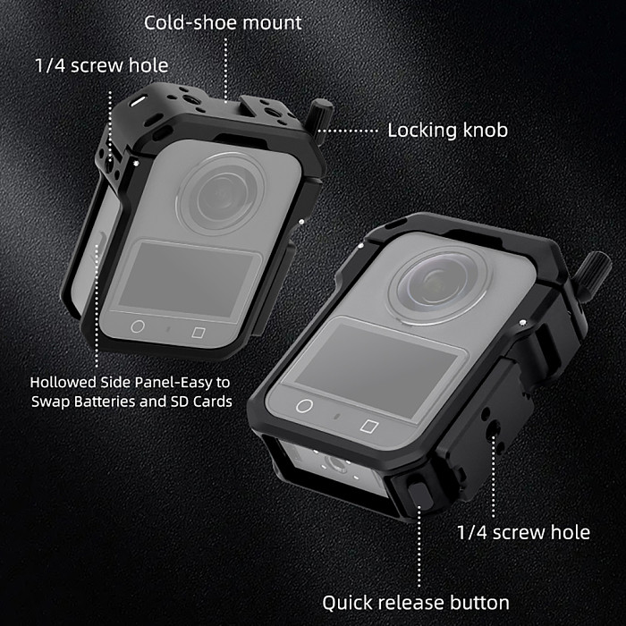 Aluminum Alloy for DJI Osmo 360 Metal Camera Cage Panoramic Action Camera Protective Frame Expansion Case