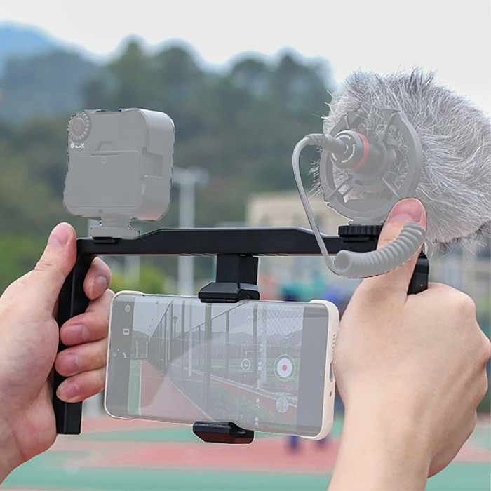 Suitable for mobile phone handheld rabbit cage recording, video recording, fill light, live streaming camera tracking, stabilizer, photography light (black/titanium)