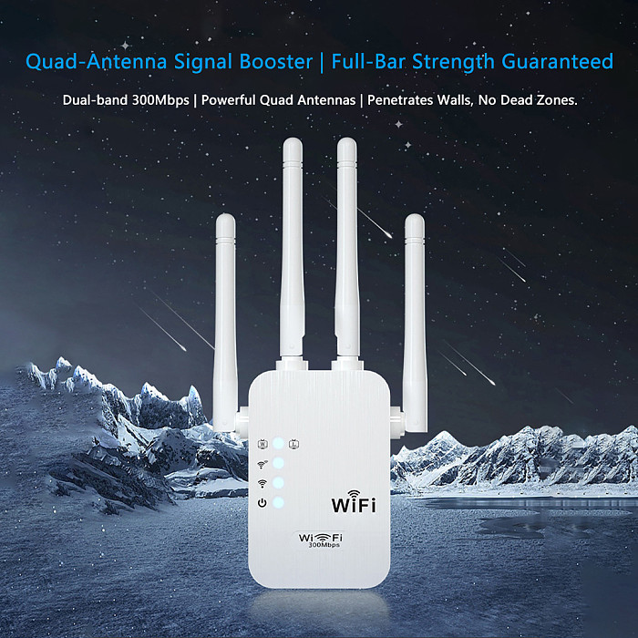 WiFi signal amplifier repeater four antenna wireless network expansion 1200M dual band WiFi amplifier available in US/EU/UK (single frequency/dual frequency/EU/white)