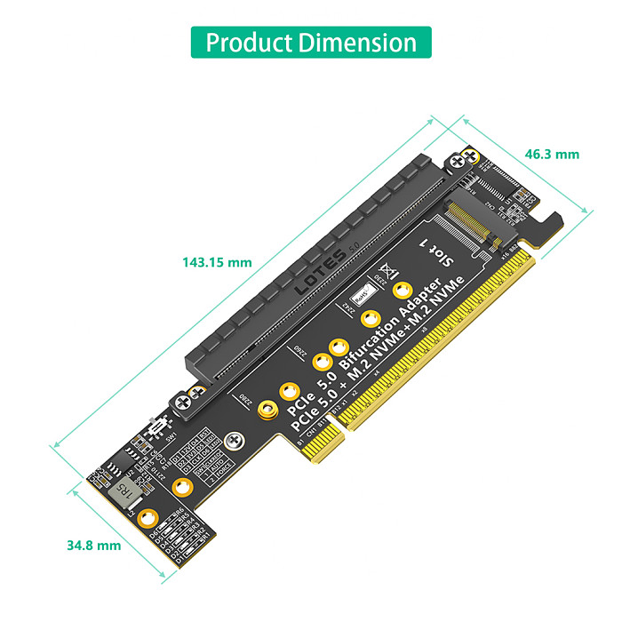 PCI-E 4.0 16X to M2 extension cable (ATX 24PIN power supply-2280 size) /PCI-E 5.0 1X Dual 90 Degree Extension Cable/PCI-E 16X 5.0 16X with Dual NVME  Material PCB Board 