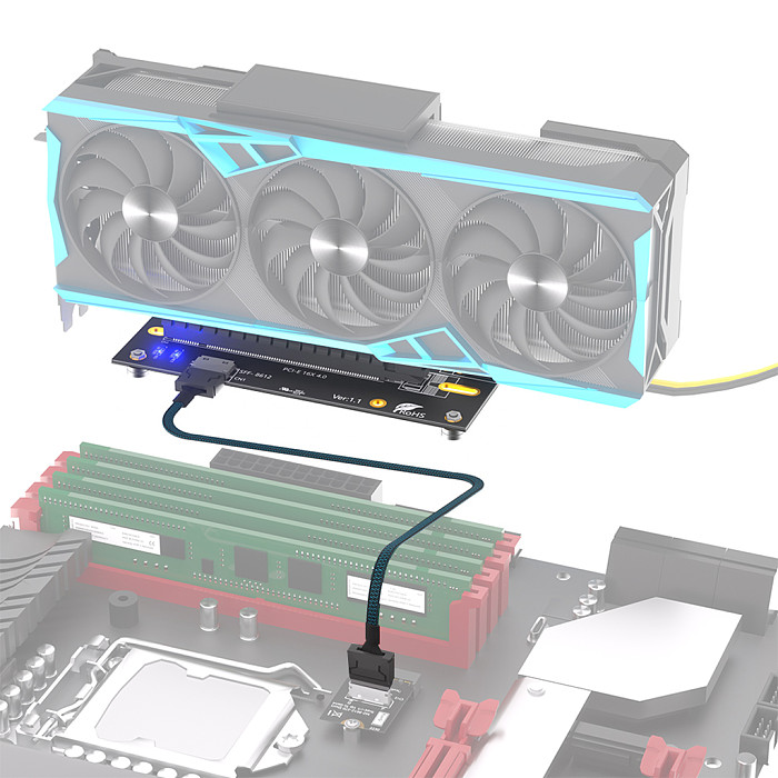 6Pin/24Pin ATX Power Connector PCIe 4.0 x16 to M.2 NVMe Adapter for 2230 2280 SSD GPU Slot to M.2 Converter Card